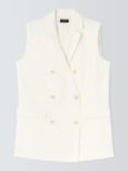 Theory Double Breasted Sleeveless Linen Blend Blazer, Ivory