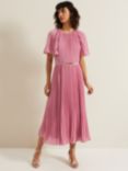 Phase Eight Kathleen Pleated Midi Dress, Pink