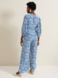 Phase Eight Amy Tile Print Jumpsuit, Blue/White
