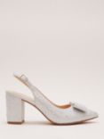 Phase Eight Diamante Block Heel Court Shoes, Silver