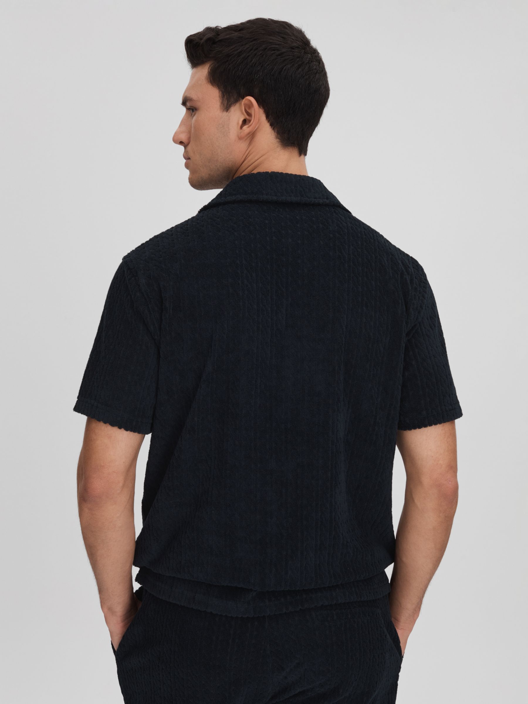 Buy Reiss Bay Cuban Cable Towelling Shirt, Navy Online at johnlewis.com