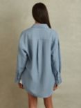 Reiss Sian Relaxed Linen Blend Shirt, Blue