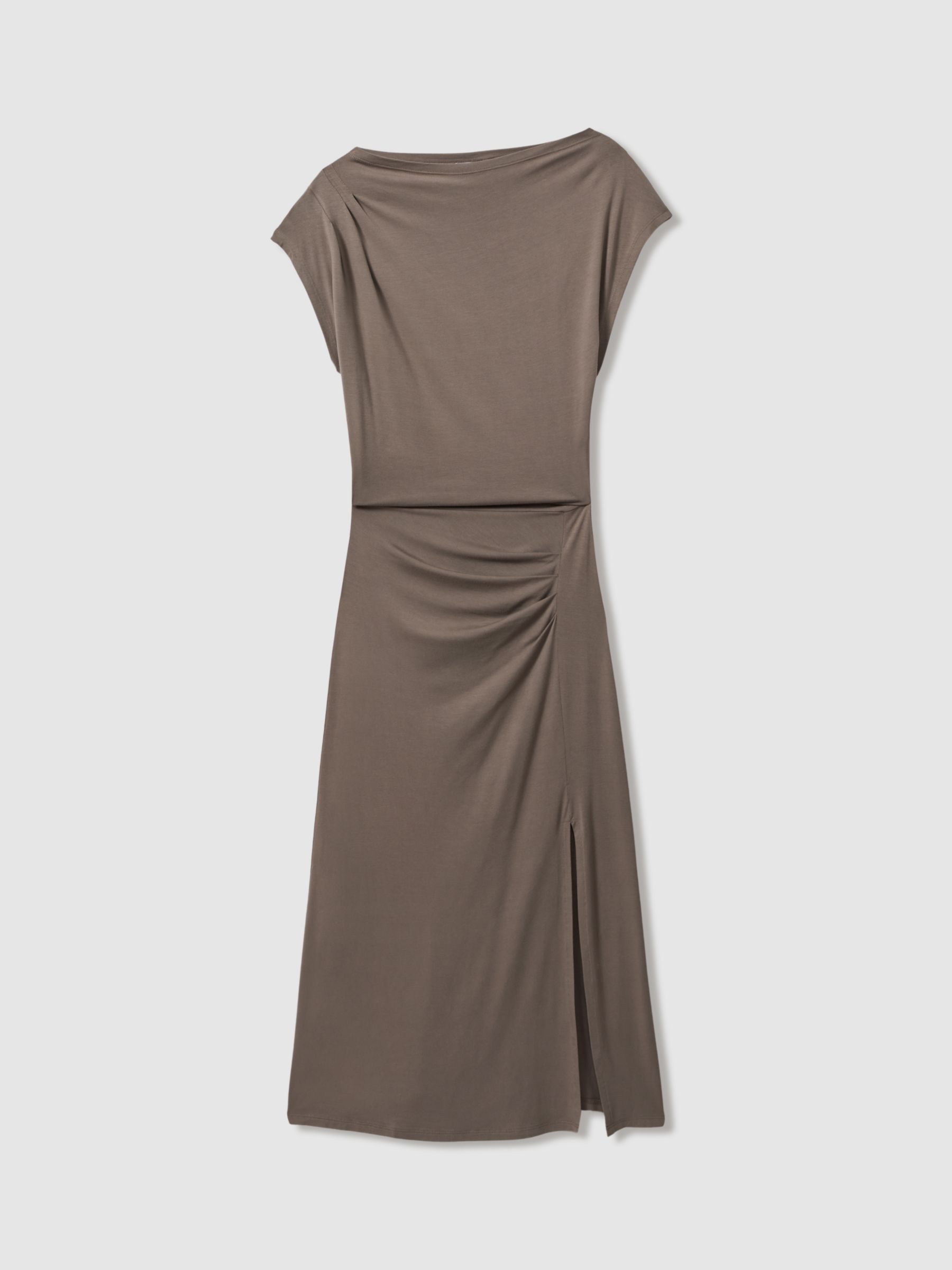 Buy Reiss Leonore Ruched Jersey Midi Dress, Mocha Online at johnlewis.com
