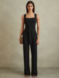 Reiss Kim Cross Back Belted Jumpsuit, Black, Black