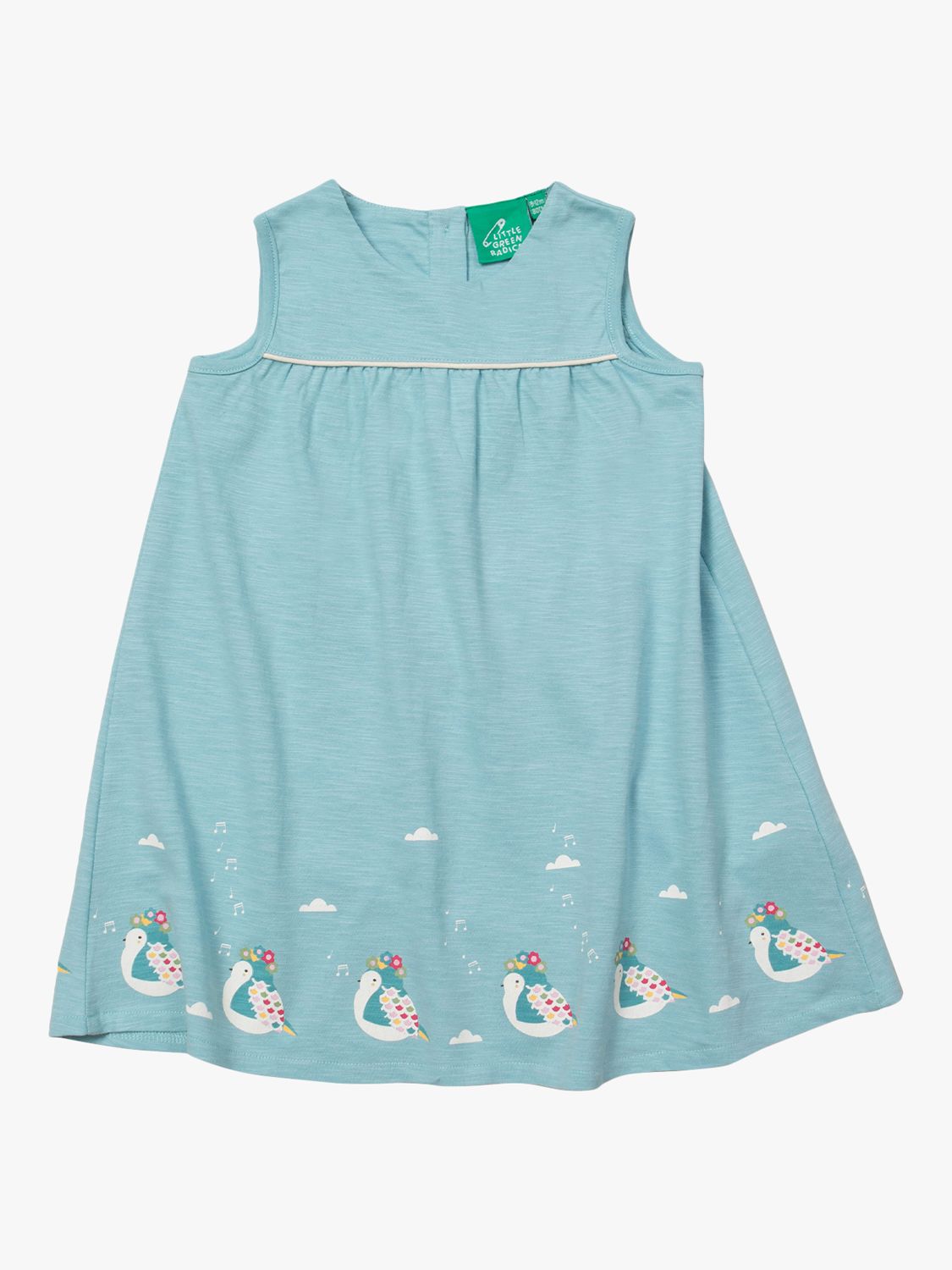 Little Green Radicals Baby Organic Cotton Bird Storytime Dress, Corn Silk Blue/Multi, 2-3 years