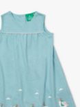 Little Green Radicals Baby Organic Cotton Bird Storytime Dress, Corn Silk Blue/Multi