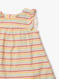 Little Green Radicals Baby Organic Cotton Sunset Stripe Frill Dress, Multi