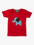 Little Green Radicals Baby Little Elephant Applique T-Shirt, Red