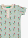 Little Green Radicals Baby Woodpecker Button T-Shirt, Powder Blue