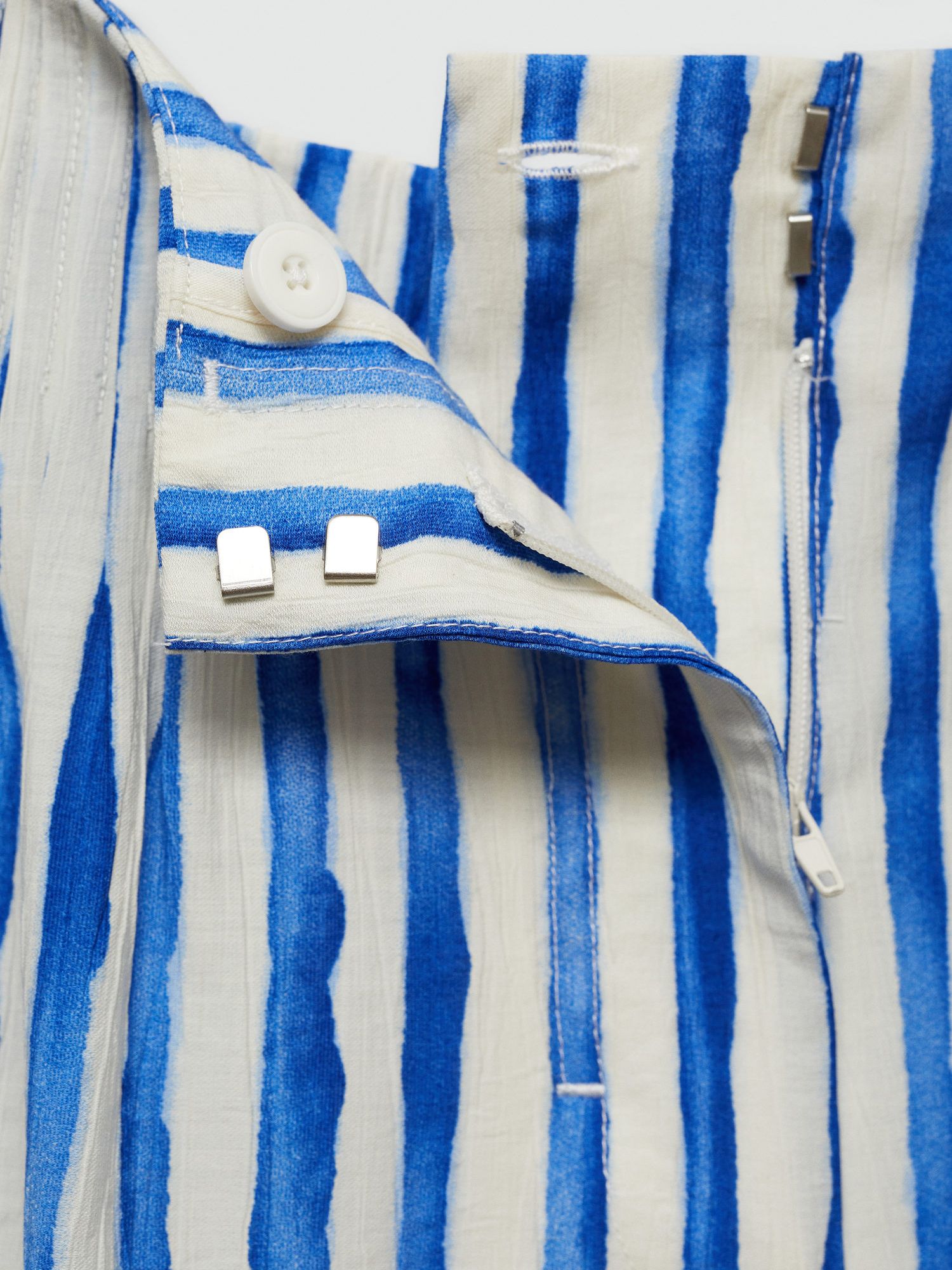 Mango Brenda Striped High Waist Shorts, White/Blue, L