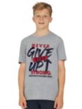 Raging Bull Kids' Never Give Up T-Shirt, Grey Marl/Multi