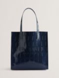 Ted Baker Croccon Large Icon Shopper Bag, Dark Blue