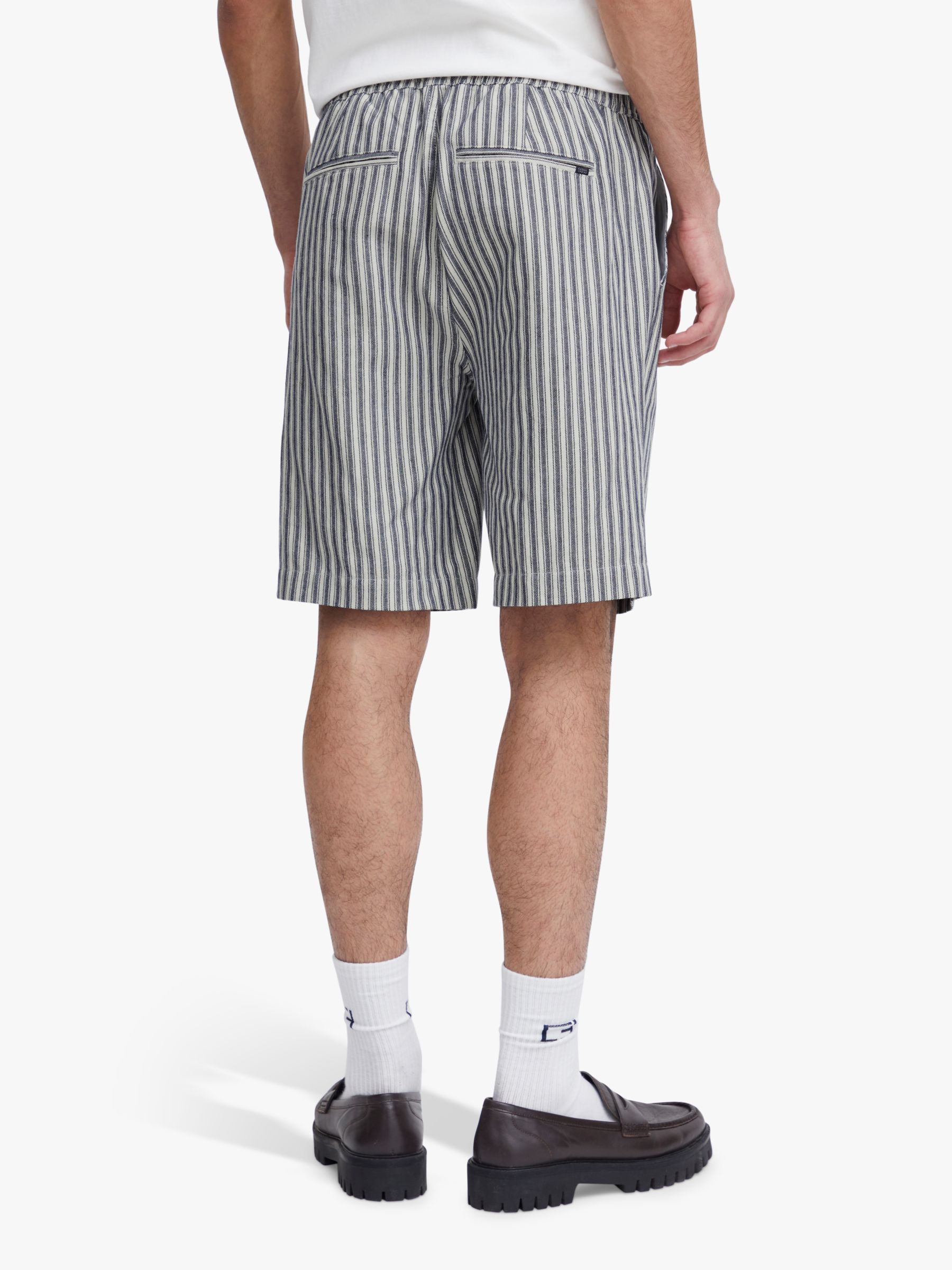 Buy Casual Friday Phelix Linen Mix Striped Shorts, Navy/White Online at johnlewis.com