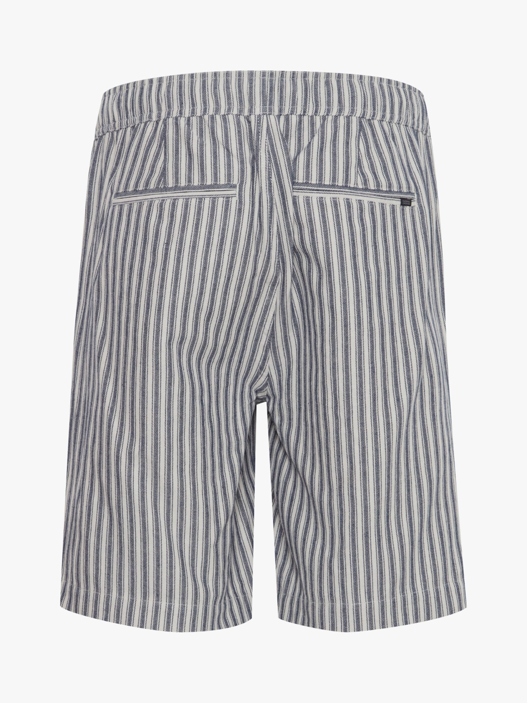 Casual Friday Phelix Linen Mix Striped Shorts, Navy/White, S