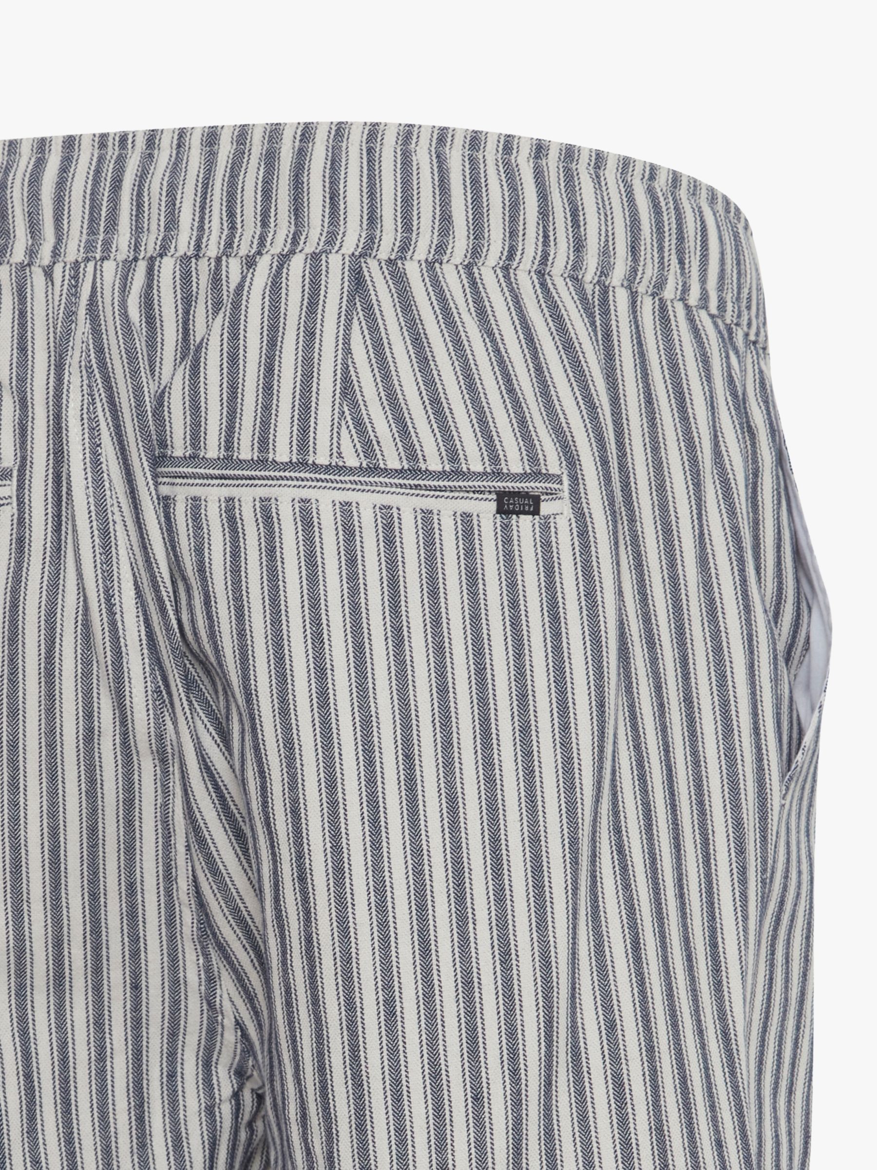 Buy Casual Friday Phelix Linen Mix Striped Shorts, Navy/White Online at johnlewis.com