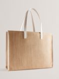 Ted Baker Pallmer Faux Raffia Large Icon Bag, Natural/White