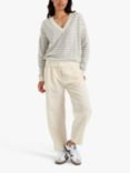 Chinti & Parker Stripe V-Neck Wool Cashmere Blend Jumper, Cream/Navy, Cream/Light Grey