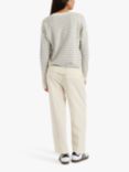 Chinti & Parker Stripe V-Neck Wool Cashmere Blend Jumper, Cream/Navy, Cream/Light Grey