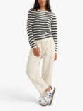 Chinti & Parker Heart Breton Stripe Wool Cashmere Blend Jumper, Cream/Navy/Pink