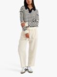 Chinti & Parker Breton Stripe Collar Wool Cashmere Blend Jumper, Navy/Cream