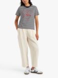 Chinti & Parker Stripe Love T-Shirt, Cream/Navy/Red