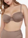 Wolf & Whistle Jade Fuller Bust Ruched Balconette Bikini Top, Taupe