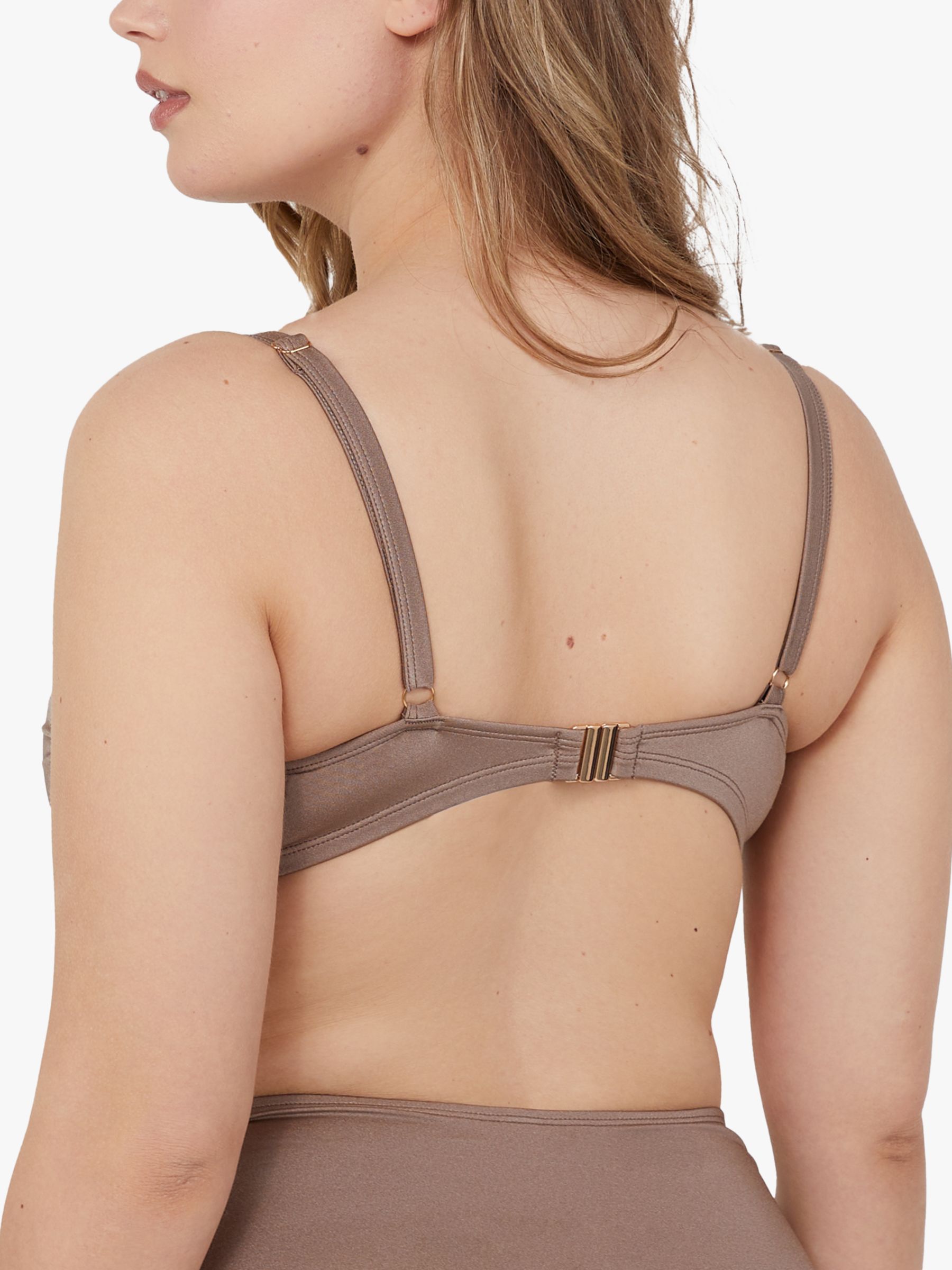 Wolf & Whistle Jade Fuller Bust Ruched Balconette Bikini Top, Taupe, 32DD