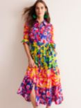 Boden Flo Floral Print Tiered Maxi Shirt Dress, Multi