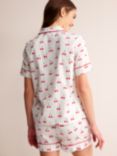 Boden Cherry Print Short Sleeve Pyjama Top, Ivory/Multi