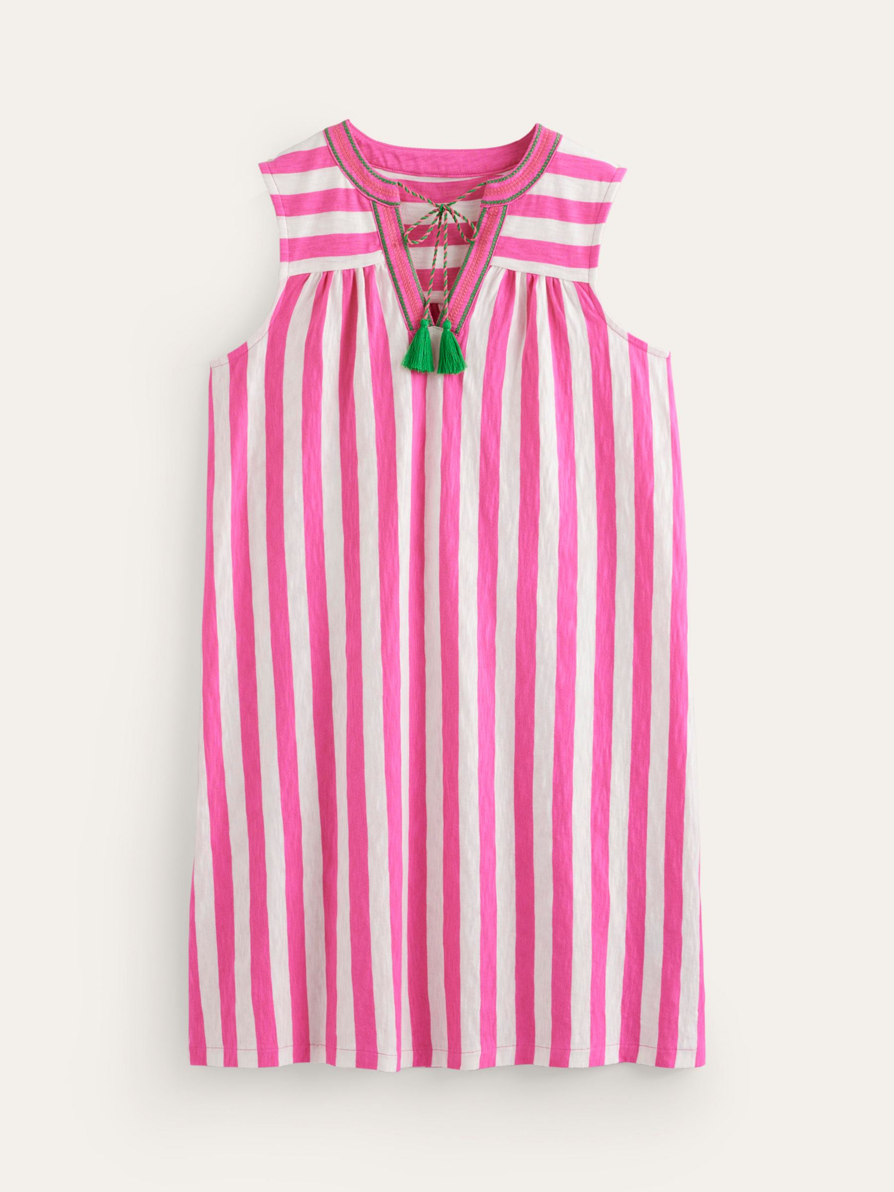 Boden Nadine Striped Cotton Relaxed Dress, Sangria/Ivory, 8