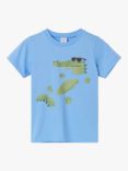 Polarn O. Pyret Kids' Organic Cotton Croc Print T-Shirt, Blue