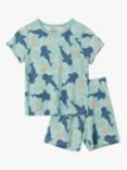 Polarn O. Pyret Kids' Whale Print Shorty Pyjamas, Blue