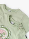 Polarn O. Pyret Kids' Organic Cotton Floral Print T-Shirt, Green