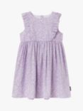Polarn O. Pyret Kids' Ruffle Floral Print Dress, Purple