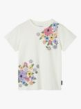 Polarn O. Pyret Kids' Organic Cotton Blend Floral Print T-Shirt, White
