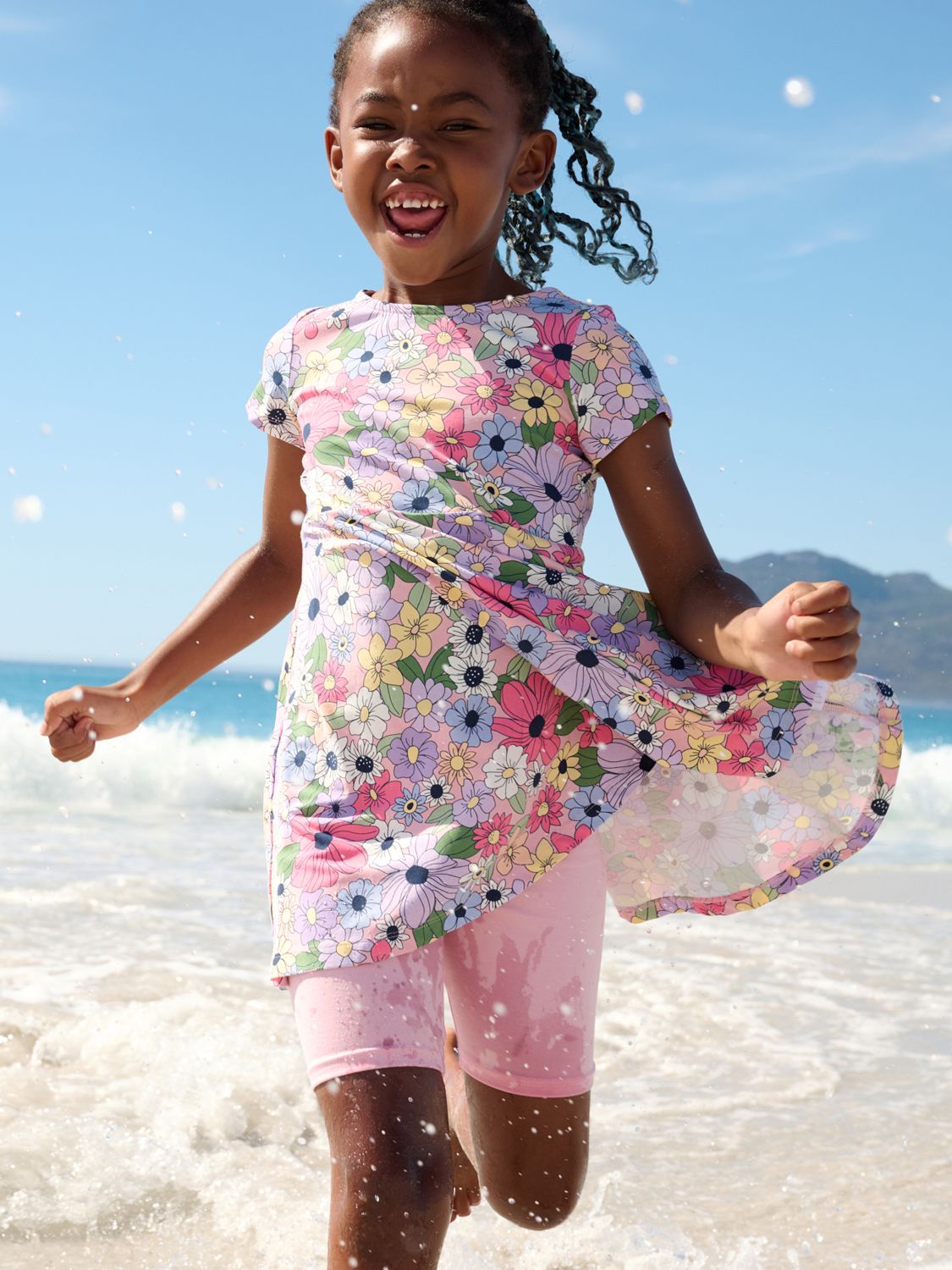 Polarn O. Pyret Kids' Organic Cotton Blend Floral Print Dress, Pink, 12-18 months