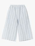 Polarn O. Pyret Kids' Organic Cotton Stripe Wide Leg Trousers, White