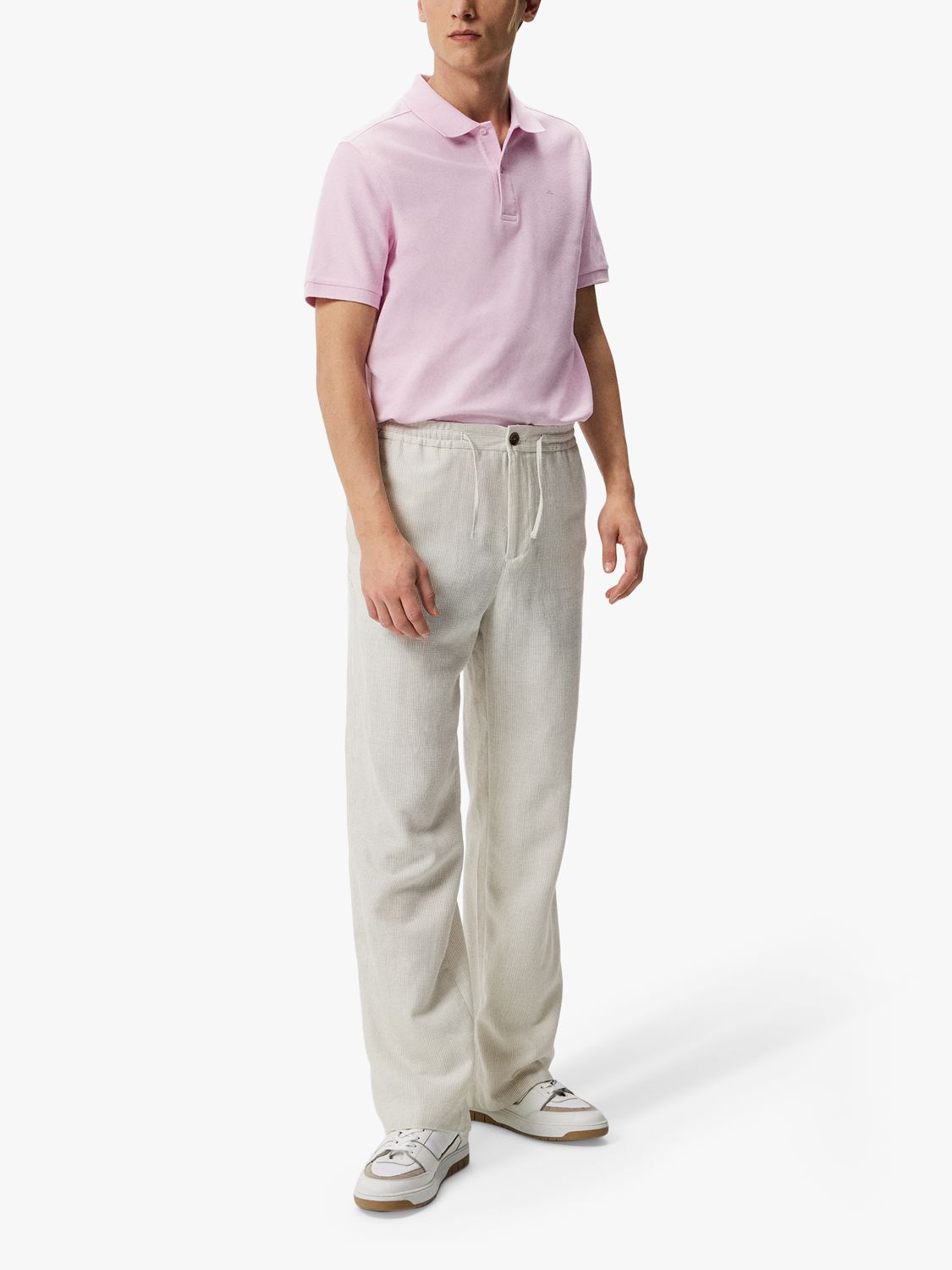 J.Lindeberg Troy Cotton Polo Shirt, Pink Lavender, S
