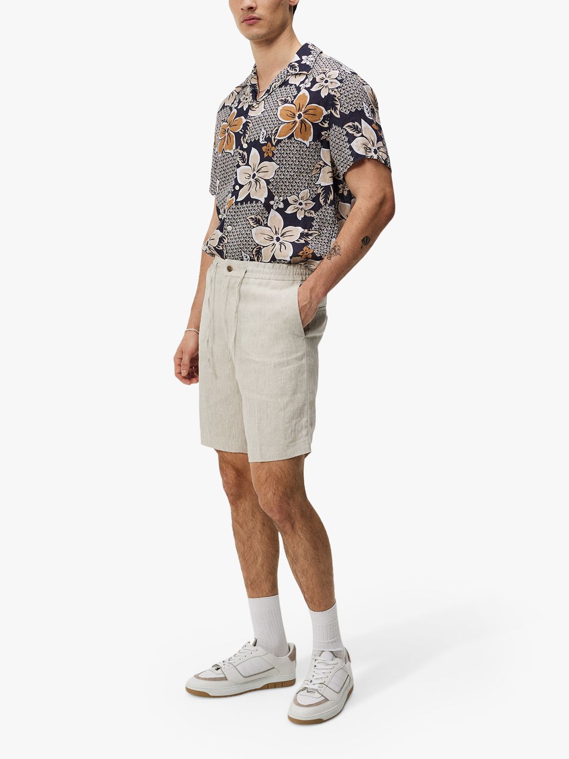 Buy J.Lindeberg Baron Linen Shorts, Safari Beige Online at johnlewis.com