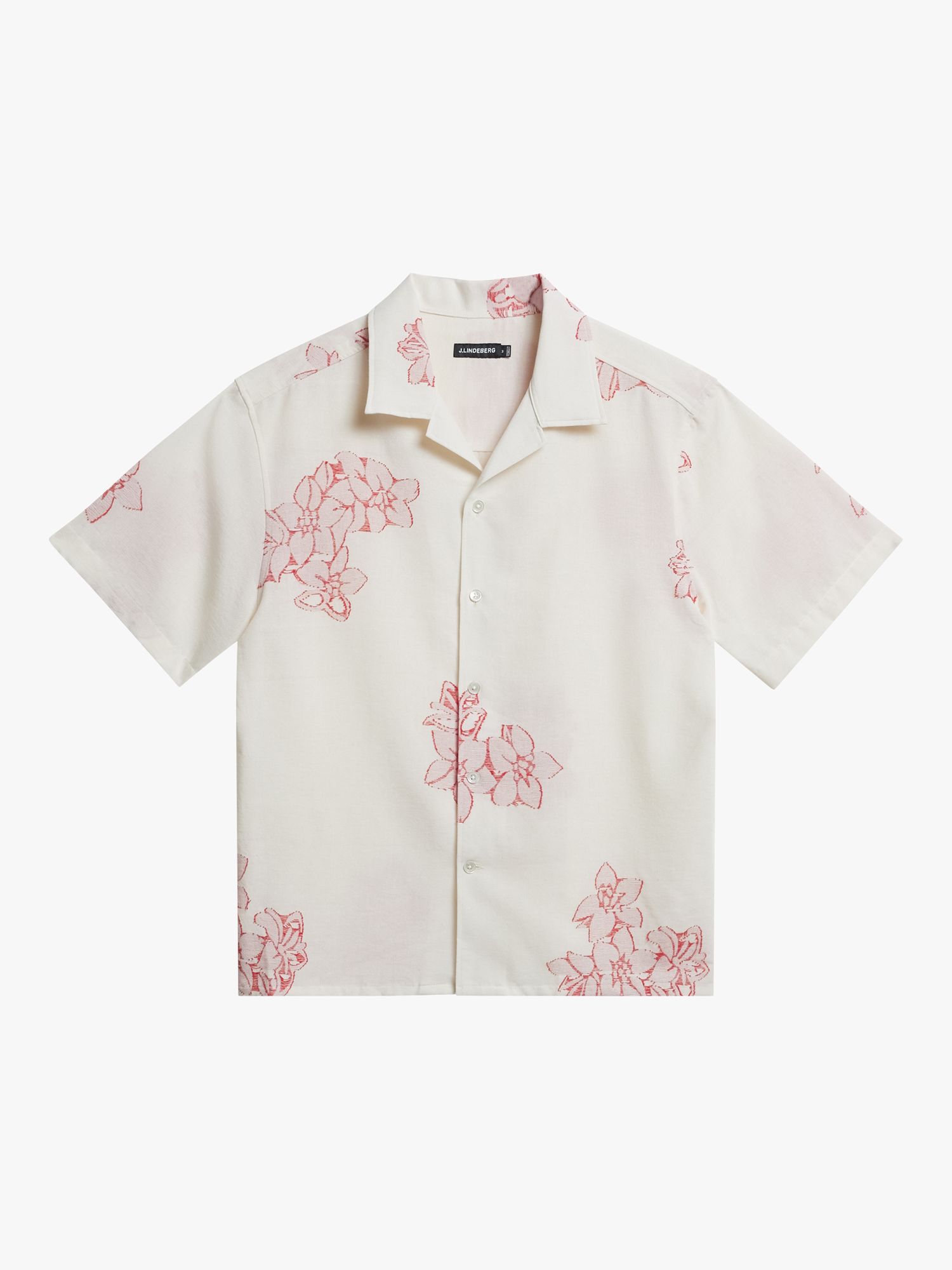 J.Lindeberg Donso Fil Coupe Floral Shirt, Cloud White, Cloud White, L