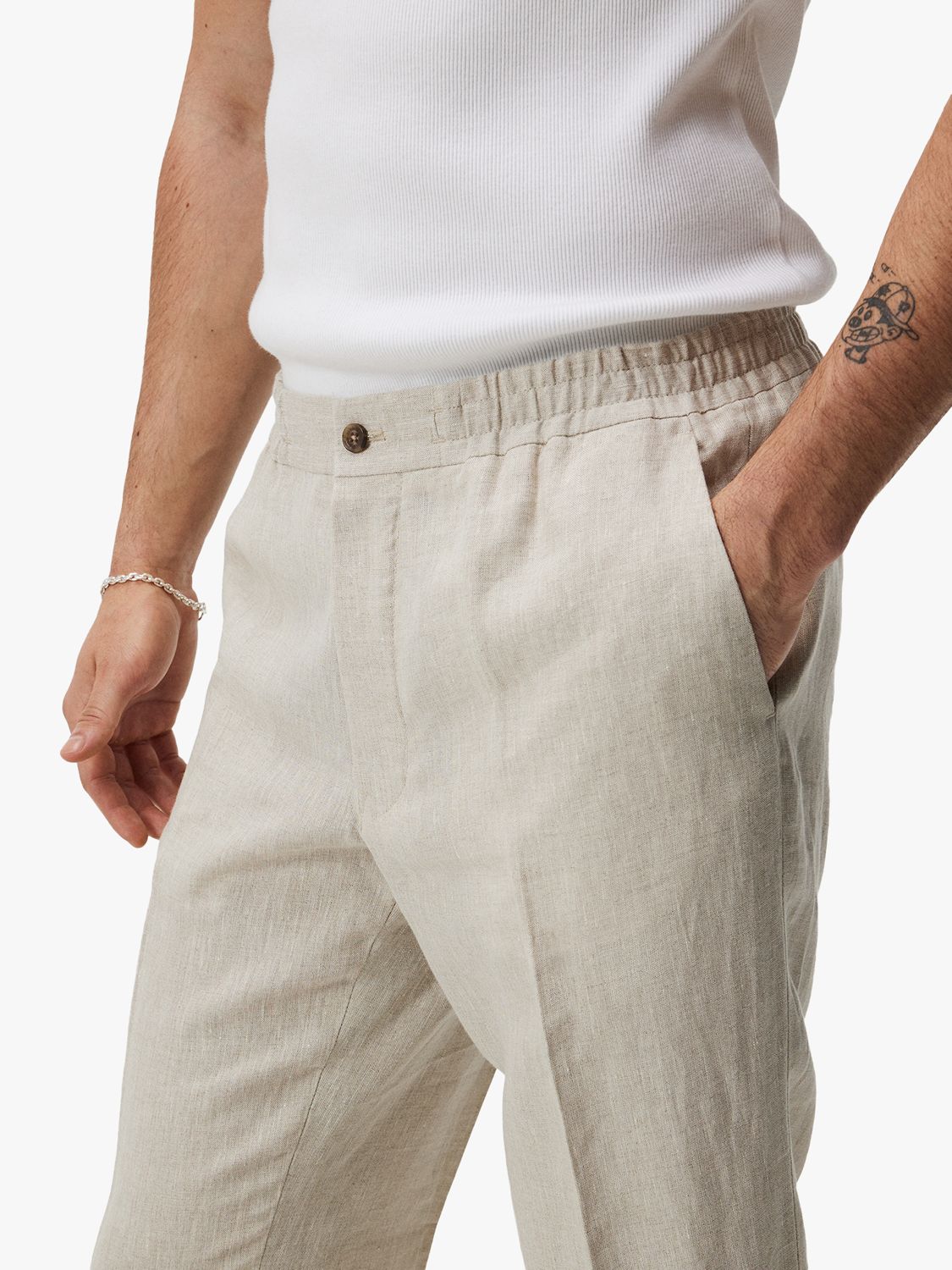 J.Lindeberg Soren Linen Trousers, Safari Beige, 30R