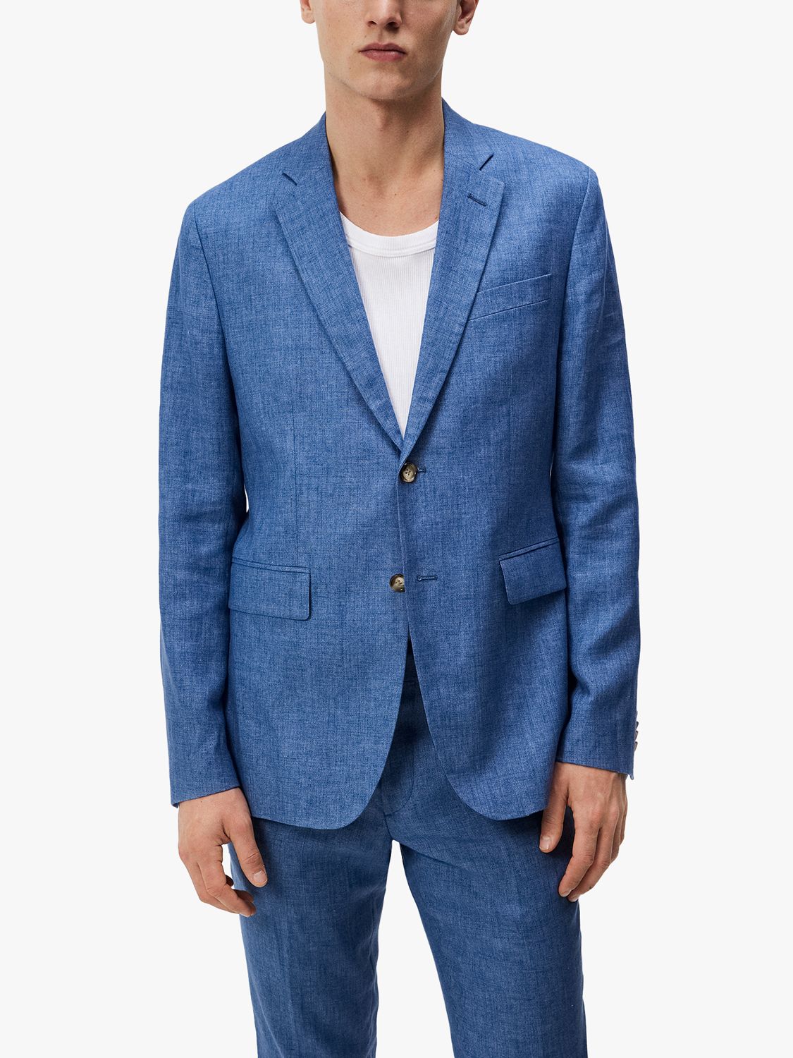 J.Lindeberg Hopper Super Linen Blazer, Chambray Blue