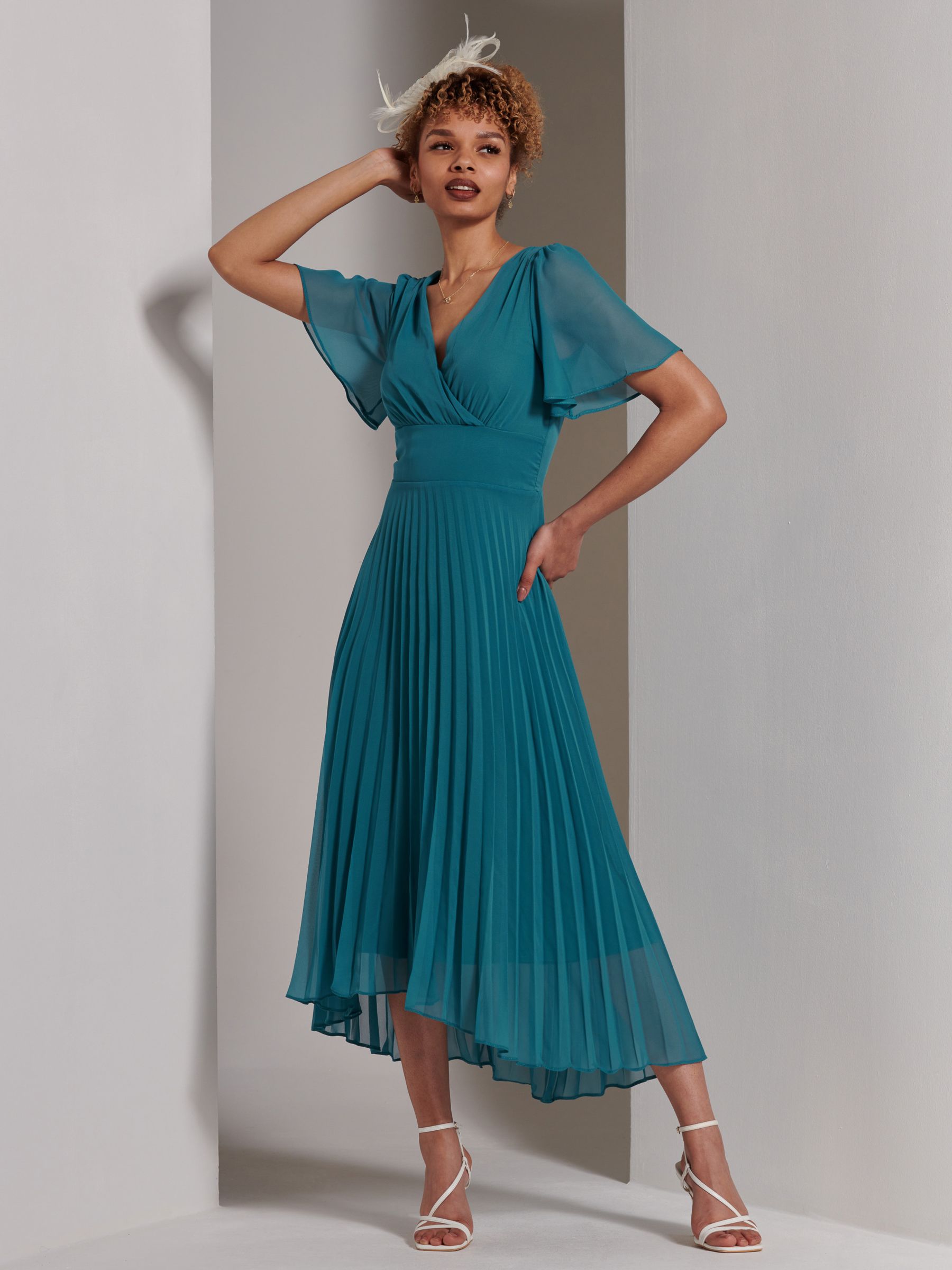 Buy Jolie Moi Elene Chiffon Midi Dress, Teal Online at johnlewis.com