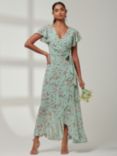 Jolie Moi Haylie Chiffon Wrap Maxi Dress, Green Floral