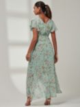 Jolie Moi Haylie Chiffon Wrap Maxi Dress, Green Floral