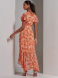 Jolie Moi Haylie Chiffon Wrap Maxi Dress, Orange Multi