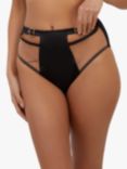 Playful Promises Alessia Satin & Illusion Mesh High-Waist Briefs, Black