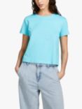 SISLEY Boxy Fit Organic Cotton T-Shirt, Blue