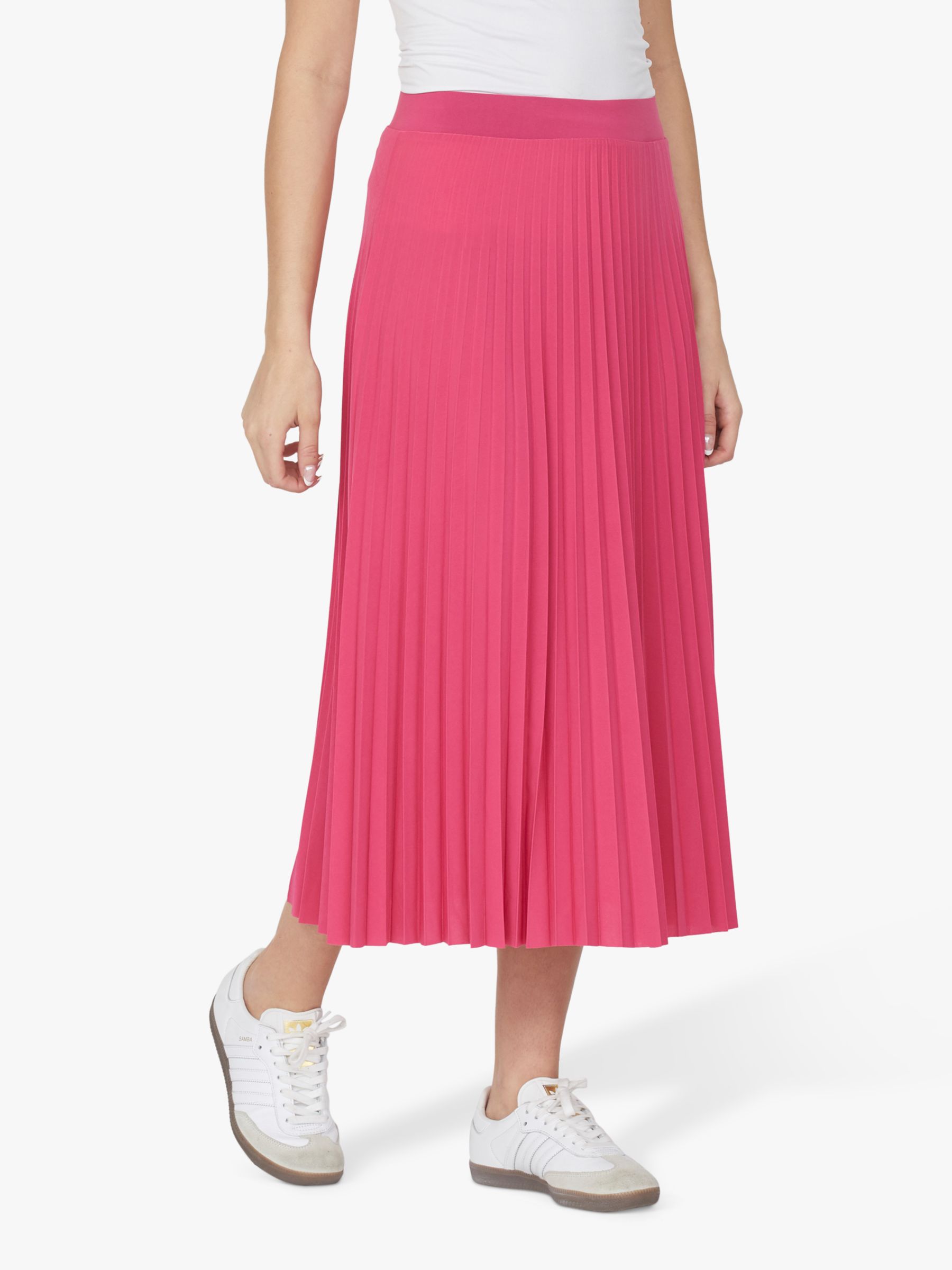 Sisters Point Malou Plisse Midi Skirt, Wild Pink, S