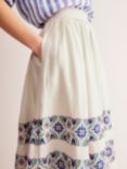 Boden Layla Embroidered Midi Skirt, Ivory/Multi